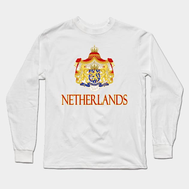 Netherlands - Coat of Arms Design Long Sleeve T-Shirt by Naves